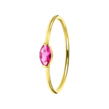 14 karaat geelgouden ring markies fuchsia zirkonia