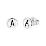 Zilveren oorbellen disc alfabet