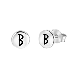 Silberohrringe, runder Anhänger, Alphabet