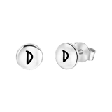 Silberohrringe, runder Anhänger, Alphabet