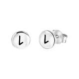 Silberohrringe, runder Anhänger, Alphabet