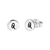 Silberohrringe, runder Anhänger, Alphabet