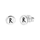 Silberohrringe, runder Anhänger, Alphabet
