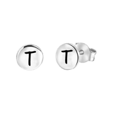 Silberohrringe, runder Anhänger, Alphabet