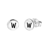 Silberohrringe, runder Anhänger, Alphabet