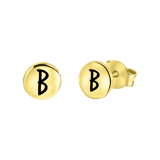 Silberohrringe, runder Anhänger, vergoldet, Alphabet