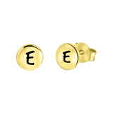 Silberohrringe, runder Anhänger, vergoldet, Alphabet