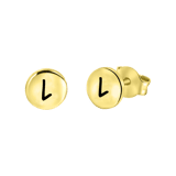 Silberohrringe, runder Anhänger, vergoldet, Alphabet