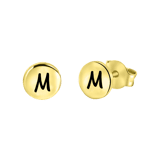 Zilveren goldplated oorknoppen met letter voor dames