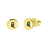 Silberohrringe, runder Anhänger, vergoldet, Alphabet