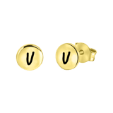 Zilveren goldplated oorknoppen met letter voor dames