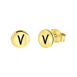 Zilveren goldplated oorknoppen met letter voor dames