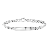 Silberarmband mit Gravurplatte, Panzerkette