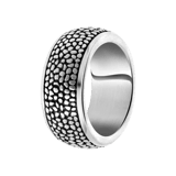 Stainless steel ring reptiel met zwarte accenten