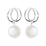 Silberfarbene Bijoux-Ohrringe, mit Perle