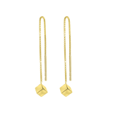 Durchzieher-Ohrringe, 585 Gelbgold, Würfel