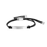 Gerecycleerd stainless steel jongensplaatarmband zwart koord