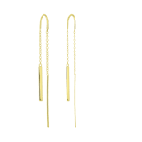 Zilveren goldplated doortrek oorbellen bar voor dames