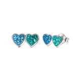 Kinderohrringe, 925 Silber, Herzen mit blauem Kristall