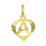 Buchstaben-Anhänger, 375 Gold, herzförmig
