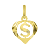9 Karaat hanger hart met letter