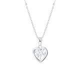 Zilveren ketting&hanger hart levensboom voor dames