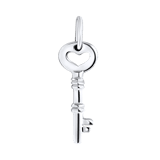 Anhänger, 925 Silber, Schlüssel/Herz
