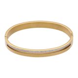 Gerecycleerd stainless steel armband bangle gold wit kristal
