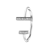 Zilveren ring bar met zirkonia