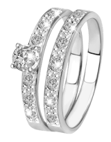 Zilveren dubbele ring met zirkonia