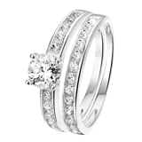 Doppelring aus 925 Silber mit Zirkonia
