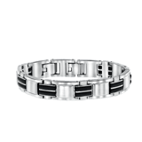 Stainless steel jongensarmband met zwarte accenten