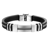 Herrenarmband aus Edelstahl, schwarz, Silikon