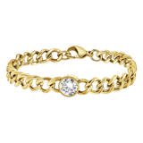 Vergoldetes Edelstahl-Armband mit weißem Zirkonia