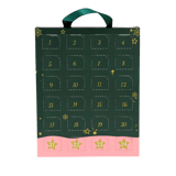 Adventskalender mit silberfarbenen Ohrringen