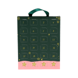 Adventkalender met goudkleurige oorbellen