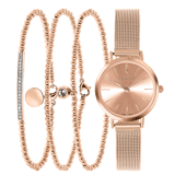 Rotvergoldetes Edelstahl-Set Endless Armbänder&Armbanduhr