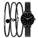 Schwarz beschichtetes Edelstahl-Set Endless Armbänder&Armbanduhr