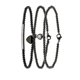 Gerecycled stainless steel set blackplated endless armbanden kristal