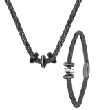Edelstahl-Set, schwarz beschichtet, 3 Ringe mit Kristall