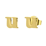 Stainless steel goldplated oorknoppen letter voor dames