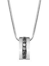 Stainless steel ketting & hanger met zwarte zirkonia