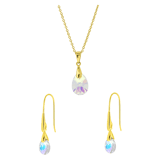 Zilveren goldplated sieradenset voor dames met kristal