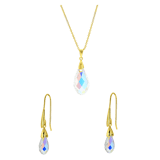Zilveren goldplated sieradenset met kristal voor dames