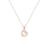 Zilveren roséplated ketting met hanger hart met zirkonia voor dames