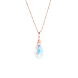 Zilveren roséplated ketting met hanger met rose kristal voor dames