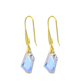 Zilveren goldplated oorringhangers met kristal voor dames