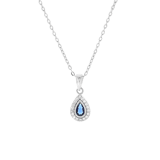 Kette und Anhänger aus 925 Silber, Tropfen, blauer Zirkonia