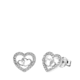 Ohrringe, 925 Silber, Herz, Zirkonia