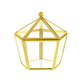 Goudkleurige sieradendoos glas hexagon vorm